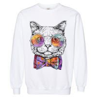 Nerd Cat With Glasses and Bow Tie Garment-Dyed Sweatshirt
