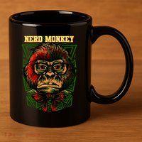 Nerd Monkey 11oz C Handle Ceramic Mug