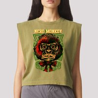 Nerd Monkey Garment-Dyed Women's Muscle Tee