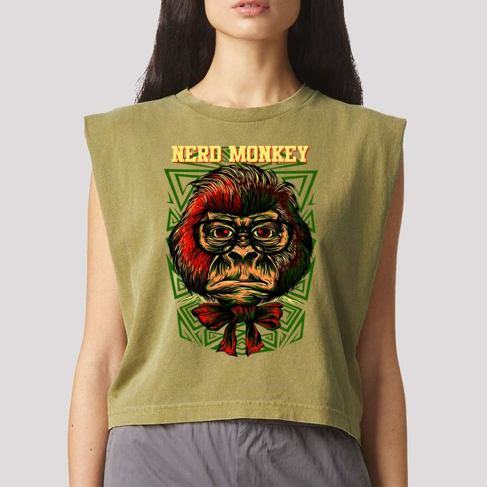 Nerd Monkey Garment-Dyed Women's Muscle Tee