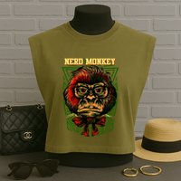 Nerd Monkey Garment-Dyed Women's Muscle Tee