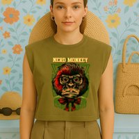 Nerd Monkey Garment-Dyed Women's Muscle Tee