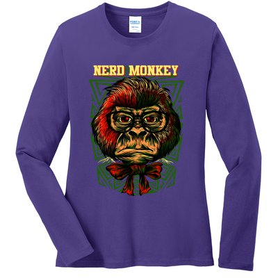 Nerd Monkey Ladies Long Sleeve Shirt