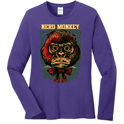 Nerd Monkey Ladies Long Sleeve Shirt