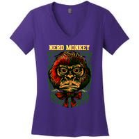 Nerd Monkey Women's V-Neck T-Shirt
