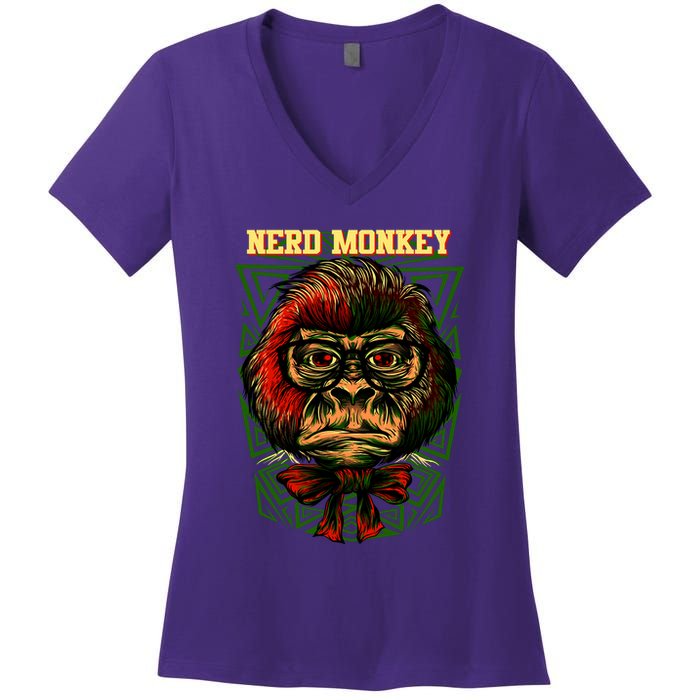 Nerd Monkey Women's V-Neck T-Shirt