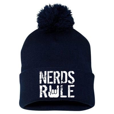 Nerds Rule Pom Pom 12in Knit Beanie