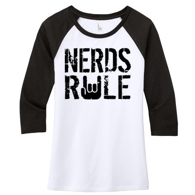 Nerds Rule Women's Tri-Blend 3/4-Sleeve Raglan Shirt