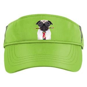 Nerdy Pug Dog With Glasses Adult Drive Performance Visor