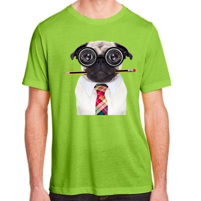 Nerdy Pug Dog With Glasses Adult ChromaSoft Performance T-Shirt