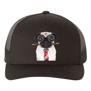 Nerdy Pug Dog With Glasses Yupoong Adult 5-Panel Trucker Hat