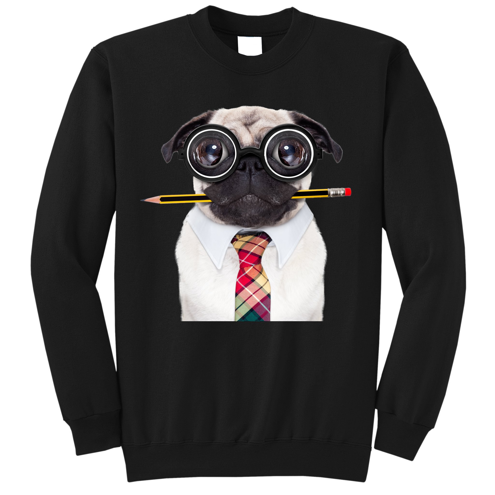 Nerdy Pug Dog With Glasses Sweatshirt