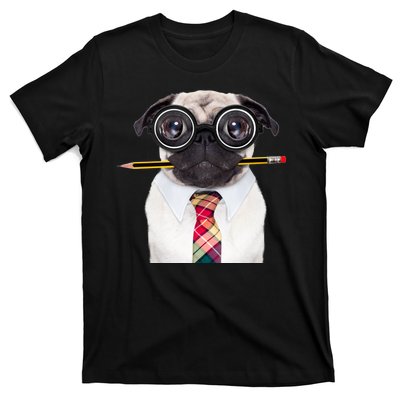 Nerdy Pug Dog With Glasses T-Shirt