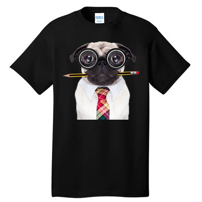 Nerdy Pug Dog With Glasses Tall T-Shirt