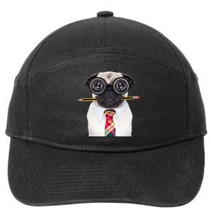 Nerdy Pug Dog With Glasses 7-Panel Snapback Hat