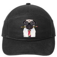 Nerdy Pug Dog With Glasses 7-Panel Snapback Hat