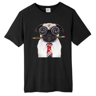 Nerdy Pug Dog With Glasses Tall Fusion ChromaSoft Performance T-Shirt