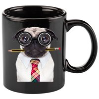 Nerdy Pug Dog With Glasses 11oz C Handle Ceramic Mug