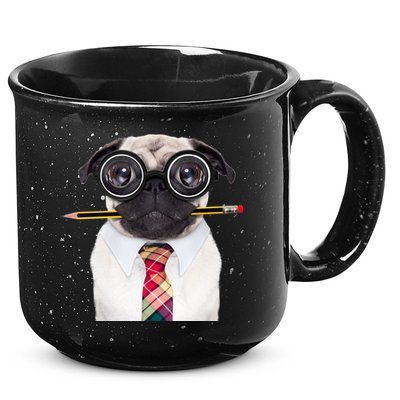 Nerdy Pug Dog With Glasses 15oz Campfire Ceramic Mug