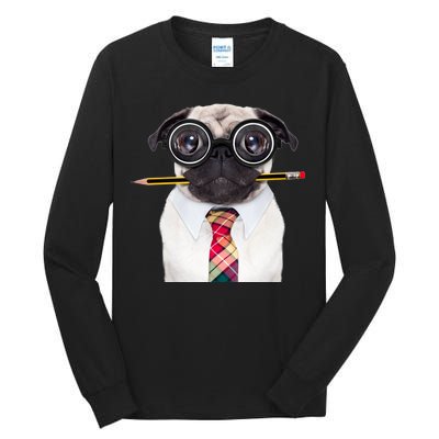 Nerdy Pug Dog With Glasses Tall Long Sleeve T-Shirt