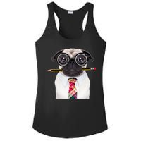 Nerdy Pug Dog With Glasses Ladies PosiCharge Competitor Racerback Tank