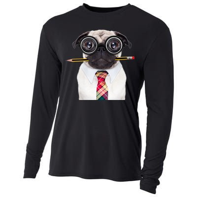 Nerdy Pug Dog With Glasses Cooling Performance Long Sleeve Crew