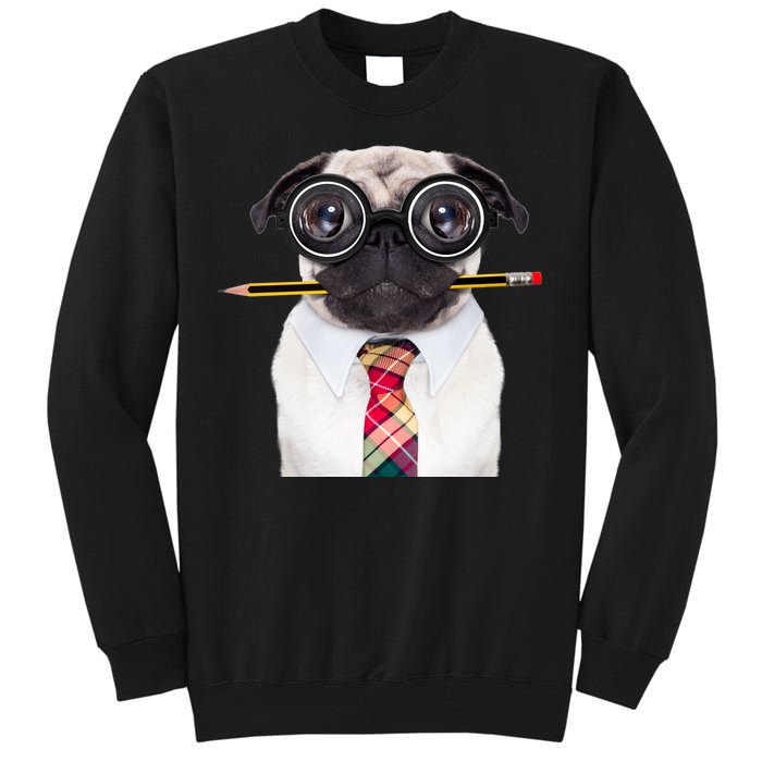 Nerdy Pug Dog With Glasses Tall Sweatshirt