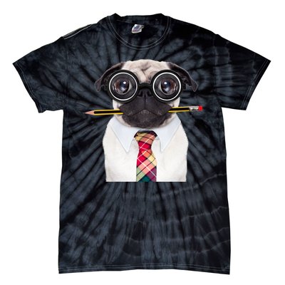 Nerdy Pug Dog With Glasses Tie-Dye T-Shirt