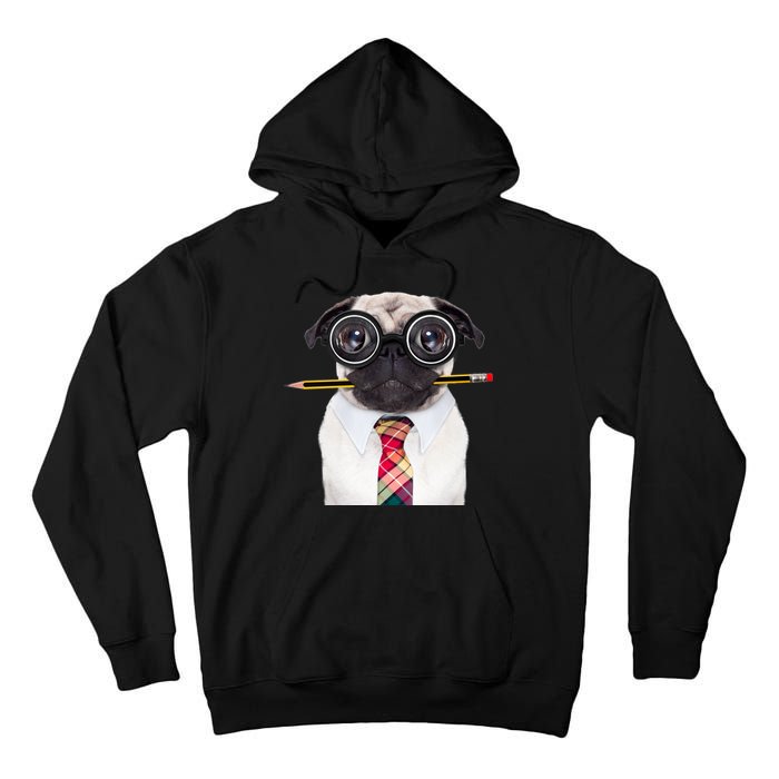 Nerdy Pug Dog With Glasses Tall Hoodie