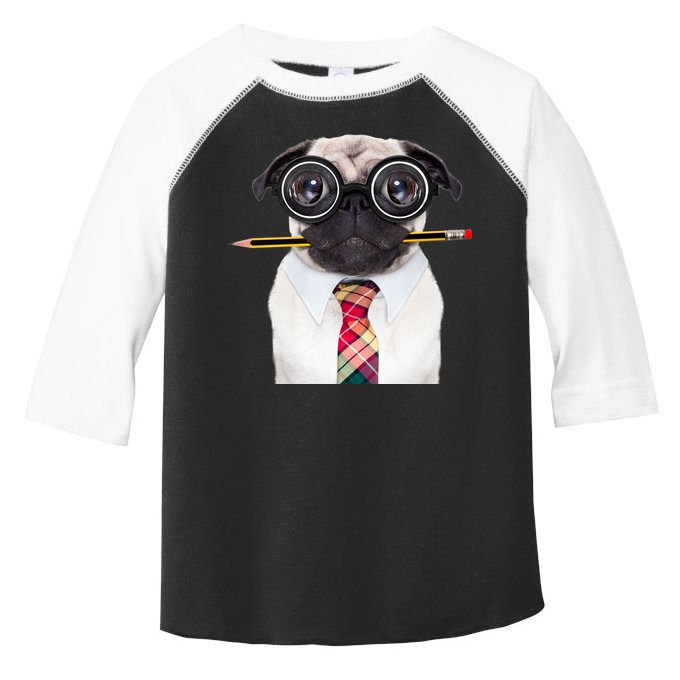 Nerdy Pug Dog With Glasses Toddler Fine Jersey T-Shirt