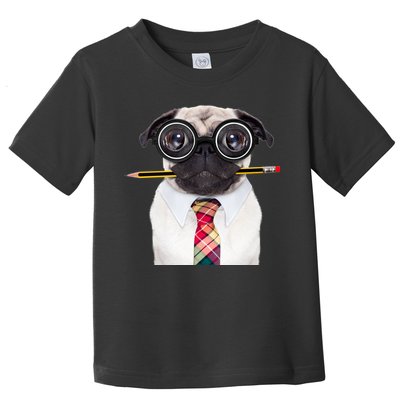 Nerdy Pug Dog With Glasses Toddler T-Shirt