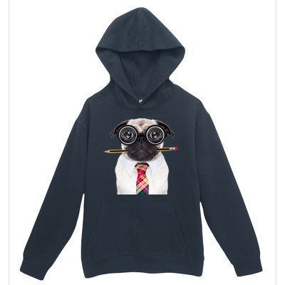 Nerdy Pug Dog With Glasses Urban Pullover Hoodie