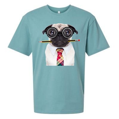 Nerdy Pug Dog With Glasses Sueded Cloud Jersey T-Shirt