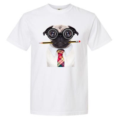 Nerdy Pug Dog With Glasses Garment-Dyed Heavyweight T-Shirt