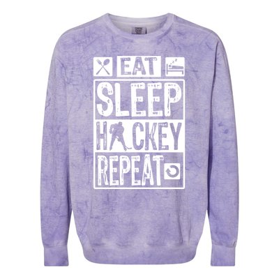 Novelty Eat Sleep Hockey Repeat Gift Colorblast Crewneck Sweatshirt