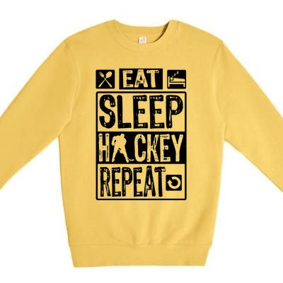 Novelty Eat Sleep Hockey Repeat Gift Premium Crewneck Sweatshirt