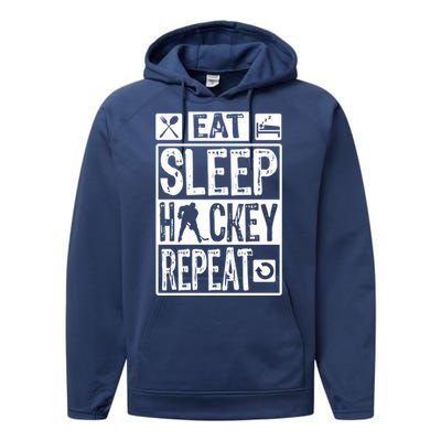 Novelty Eat Sleep Hockey Repeat Gift Performance Fleece Hoodie