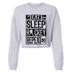 Novelty Eat Sleep Hockey Repeat Gift Cropped Pullover Crew