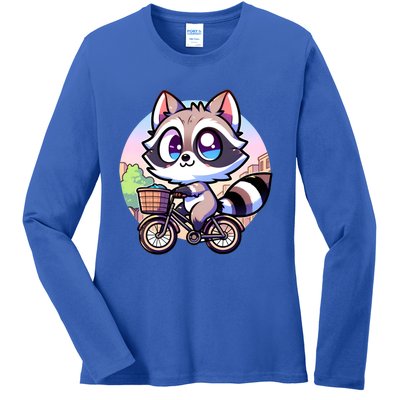 National Endangered Species Day Red Panda Riding A Bicycle Cute Gift Ladies Long Sleeve Shirt