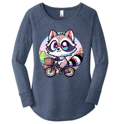 National Endangered Species Day Red Panda Riding A Bicycle Cute Gift Women's Perfect Tri Tunic Long Sleeve Shirt