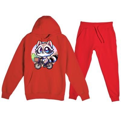 National Endangered Species Day Red Panda Riding A Bicycle Cute Gift Premium Hooded Sweatsuit Set