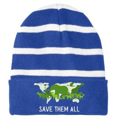 National Endangered Species Day Save Them World Animals Gift Striped Beanie with Solid Band