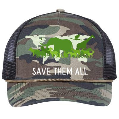 National Endangered Species Day Save Them World Animals Gift Retro Rope Trucker Hat Cap