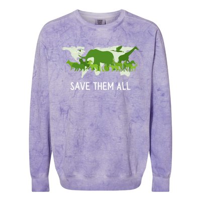 National Endangered Species Day Save Them World Animals Gift Colorblast Crewneck Sweatshirt