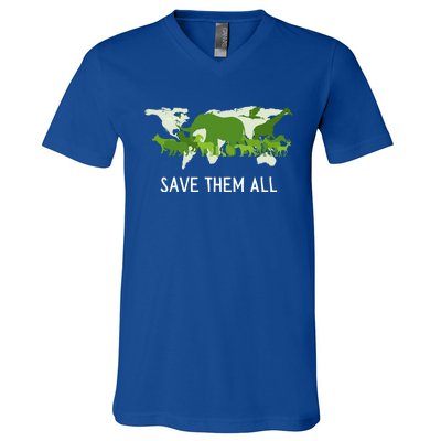 National Endangered Species Day Save Them World Animals Gift V-Neck T-Shirt