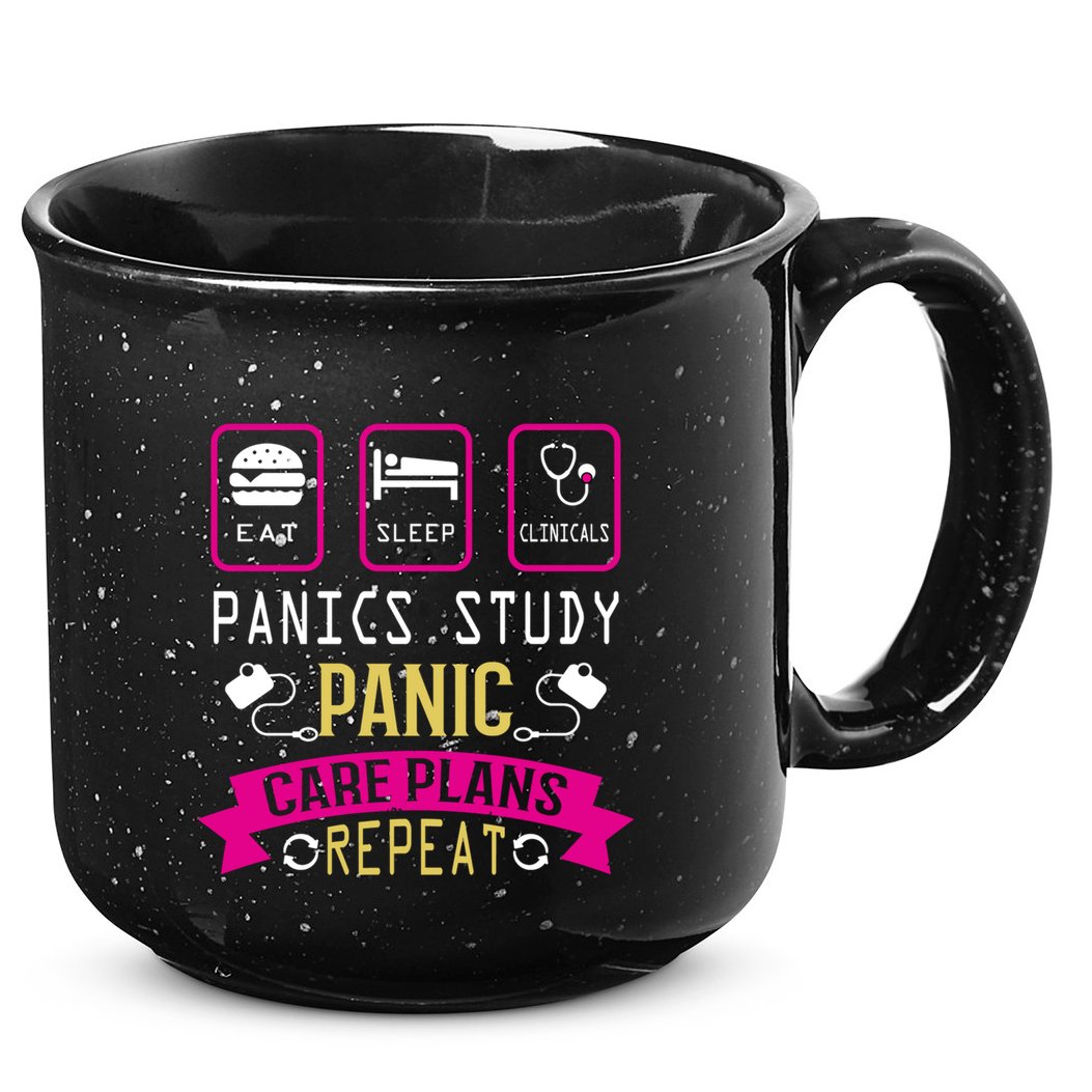 Nurse Eat Sleep Clinicals Panic Study Care Plans Repeat Great Gift 15oz Campfire Ceramic Mug