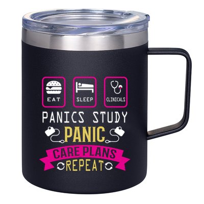 Nurse Eat Sleep Clinicals Panic Study Care Plans Repeat Great Gift 12oz Stainless Steel Coffee Mug