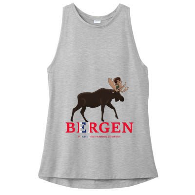 Norway Elk Troll Myths Flag Mountain Travel Ladies PosiCharge Tri-Blend Wicking Tank