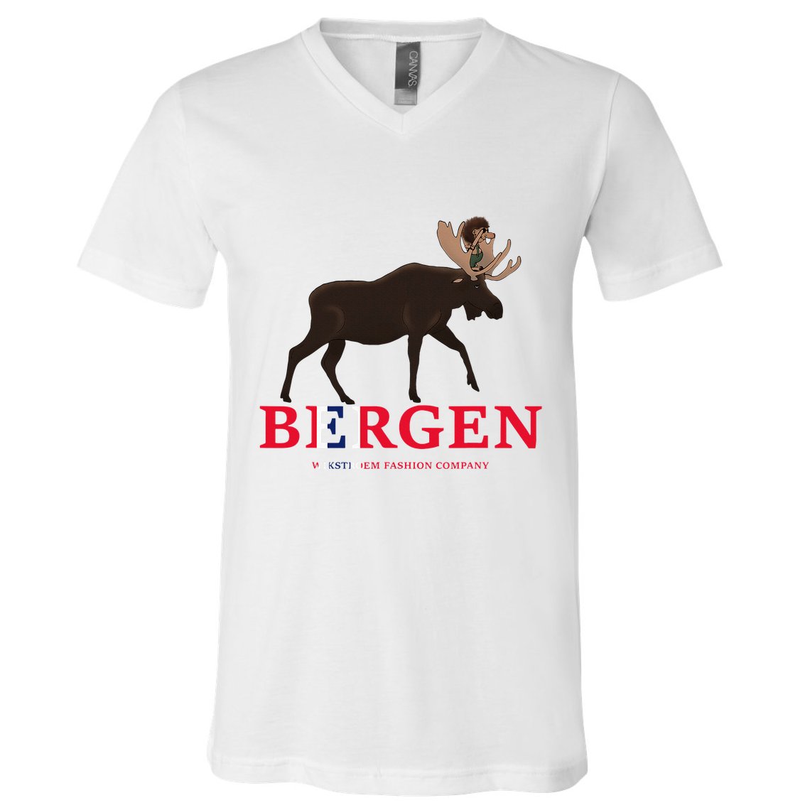 Norway Elk Troll Myths Flag Mountain Travel V-Neck T-Shirt