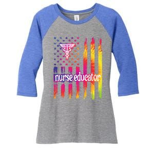 Nurse Educator Us Flag Nursing Education Great Gift Women's Tri-Blend 3/4-Sleeve Raglan Shirt